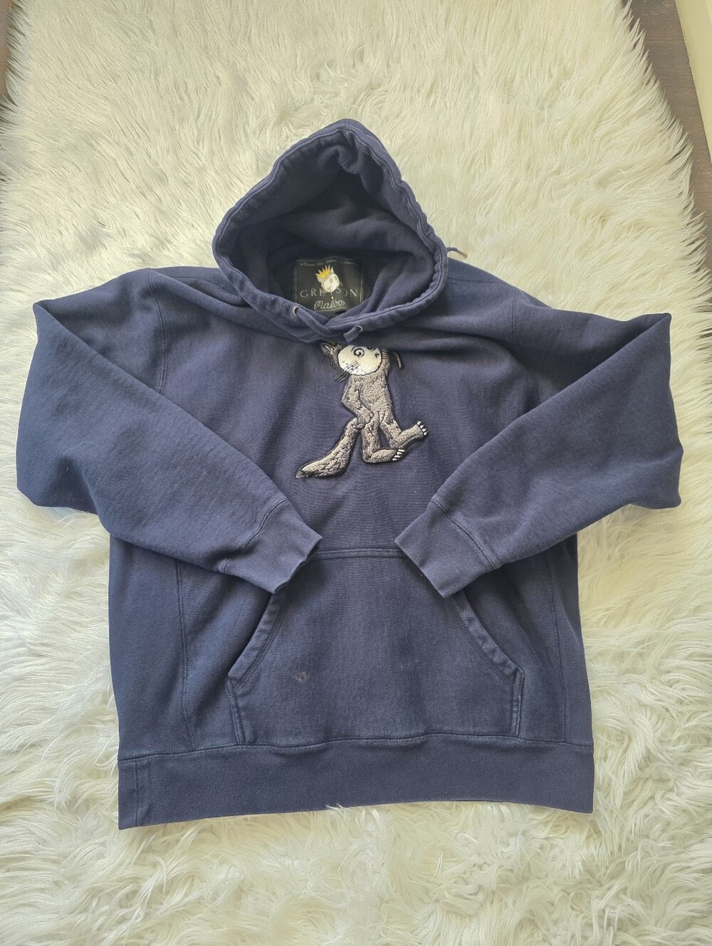 Greyson Navy Pullover Hoodie with Bear Appliqué